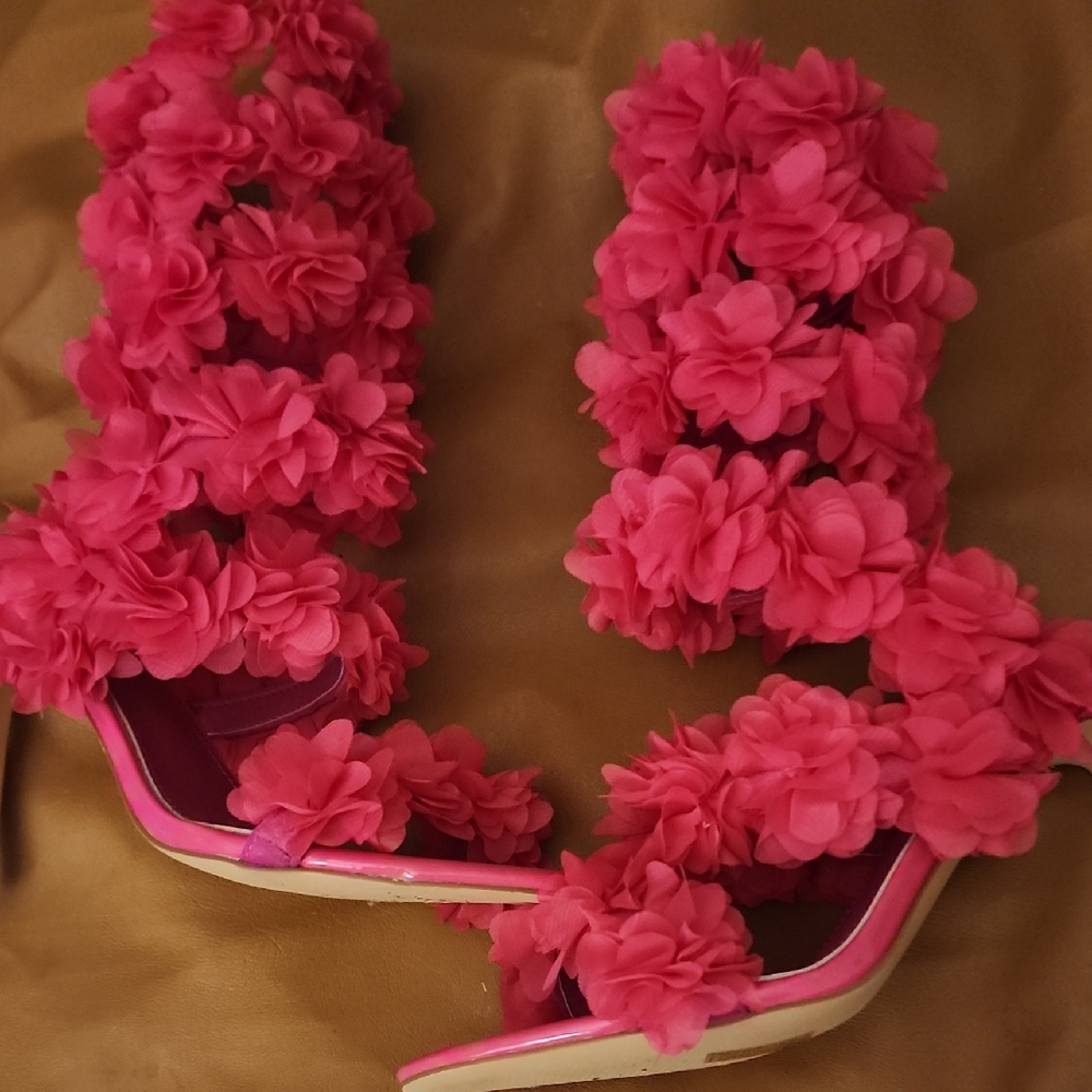 Vibrant Floral Pink Heels